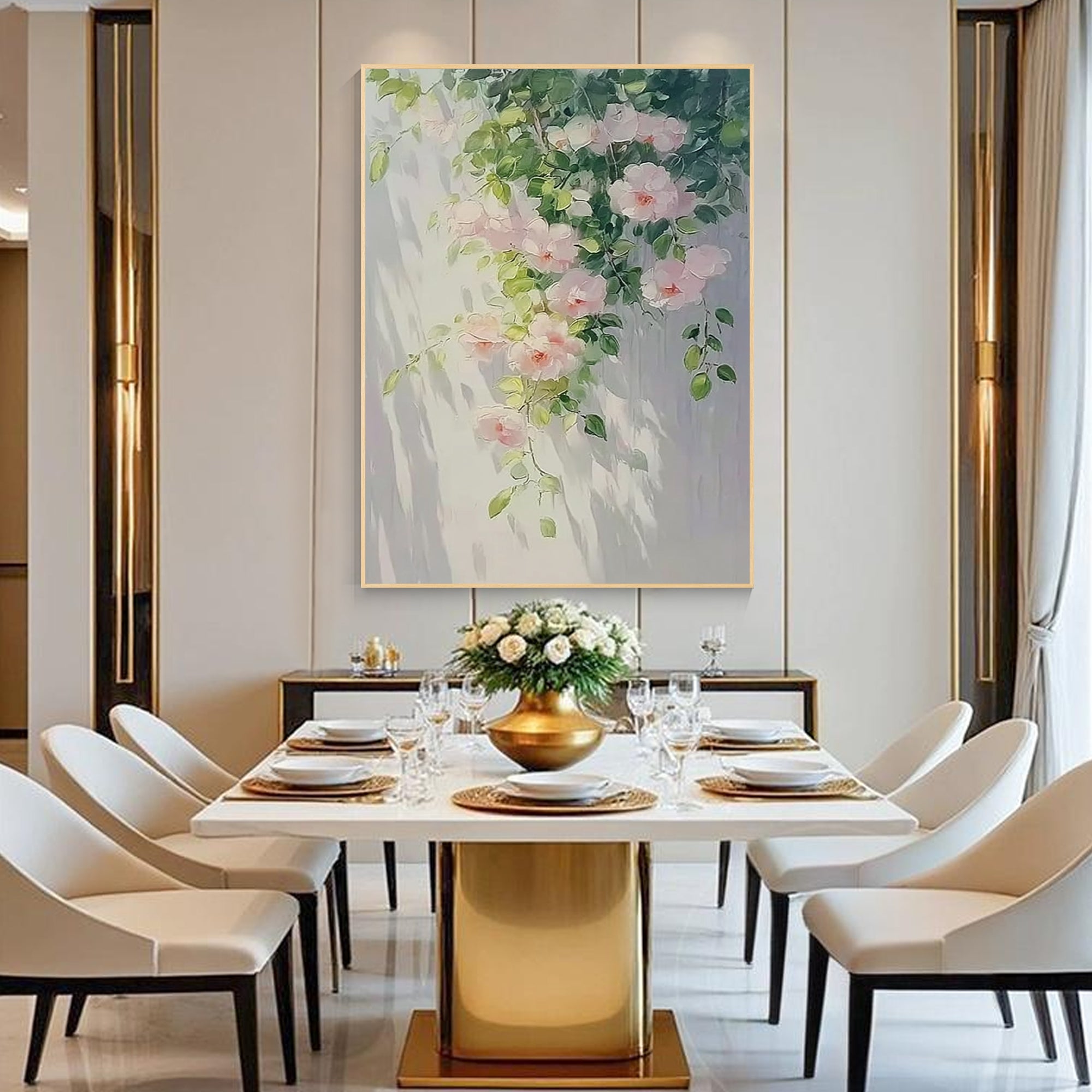 Soft pastel flower artwork inspired by an English garden
