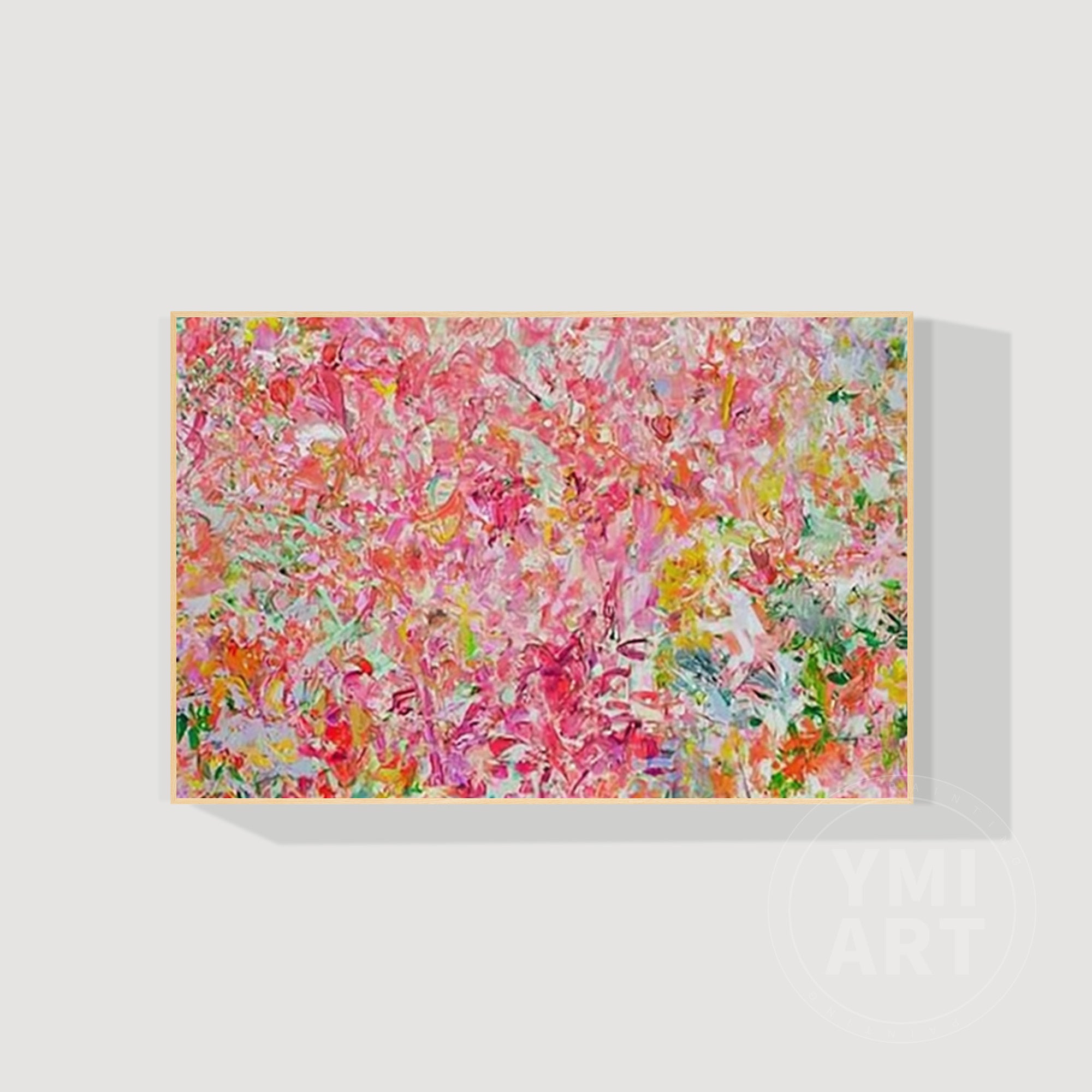 Thick Palette Knife Textured Canvas Art, Colorful Chaotic Brushstroke Abstract Wall Decor for Boho Home Interior