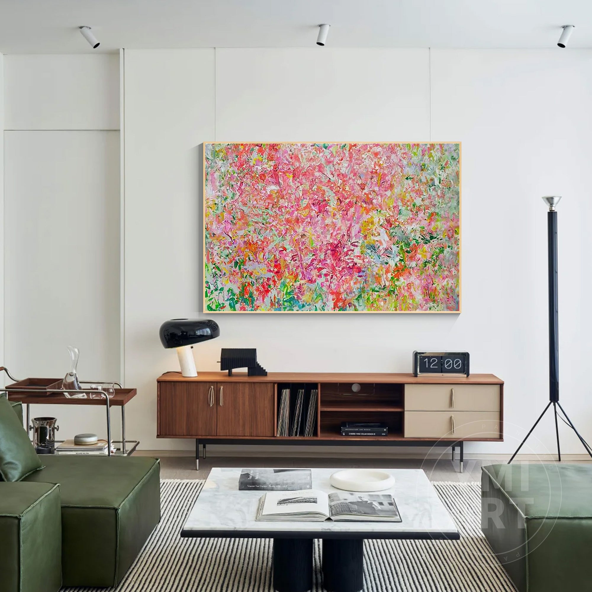 Thick Palette Knife Textured Canvas Art, Colorful Chaotic Brushstroke Abstract Wall Decor for Boho Home Interior
