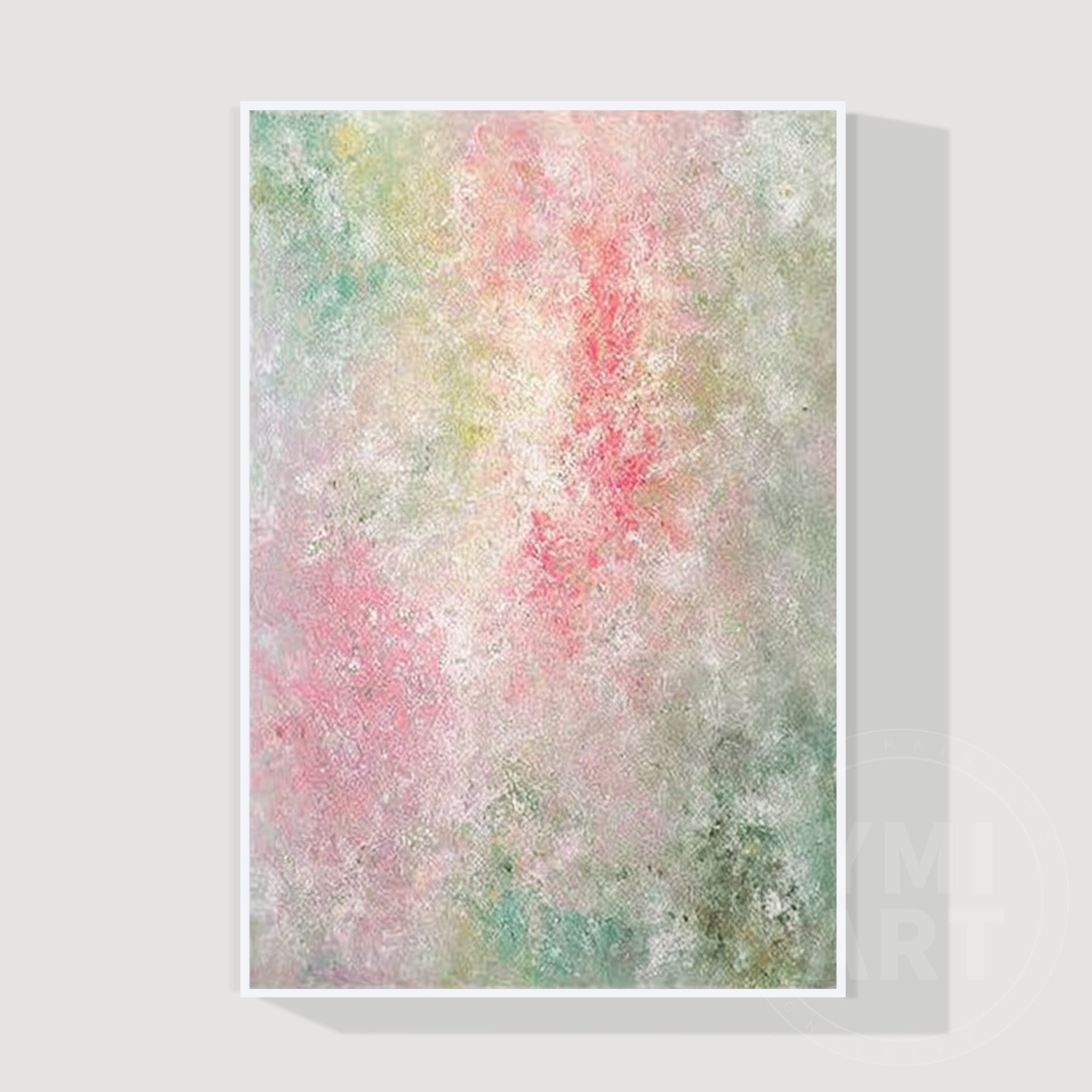Blush pink and sage green abstract textured wall art
