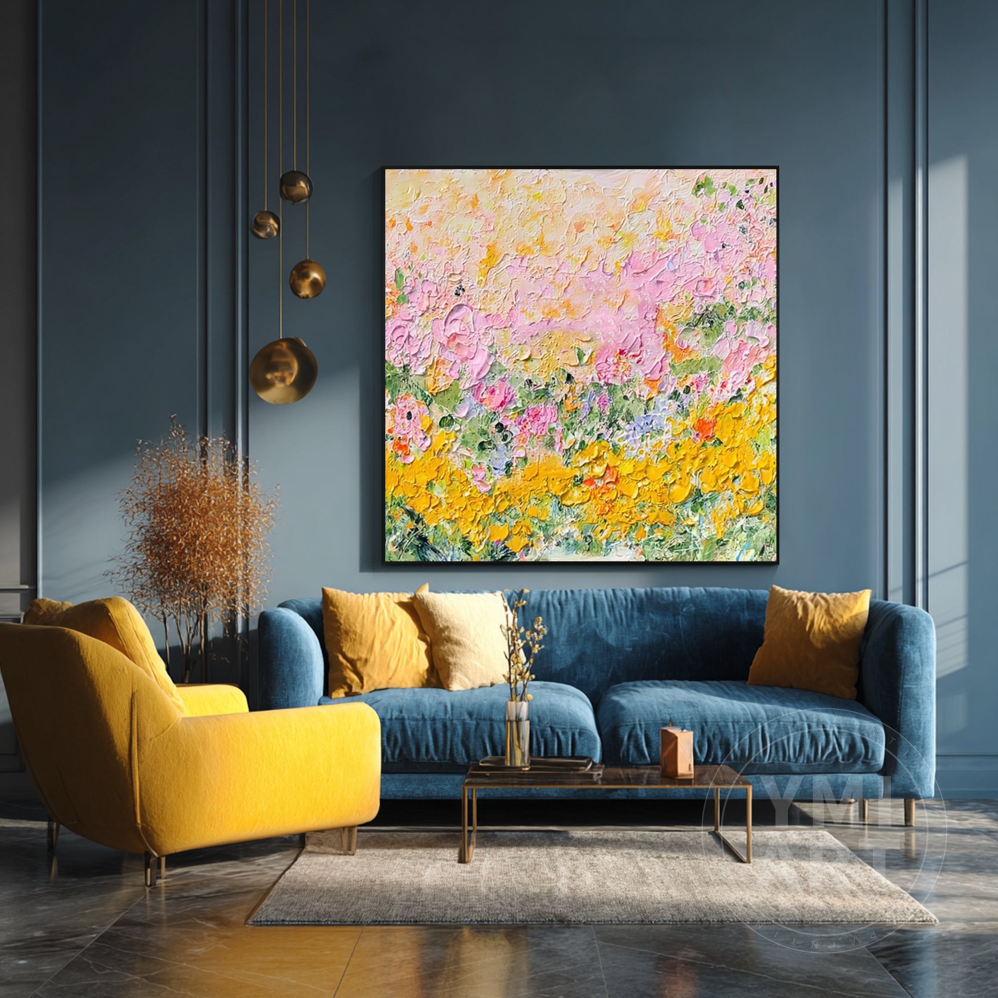 Blooming Floral Meadow Canvas Art, Vibrant Spring Garden Wall Decor for Boho & Cottagecore Home