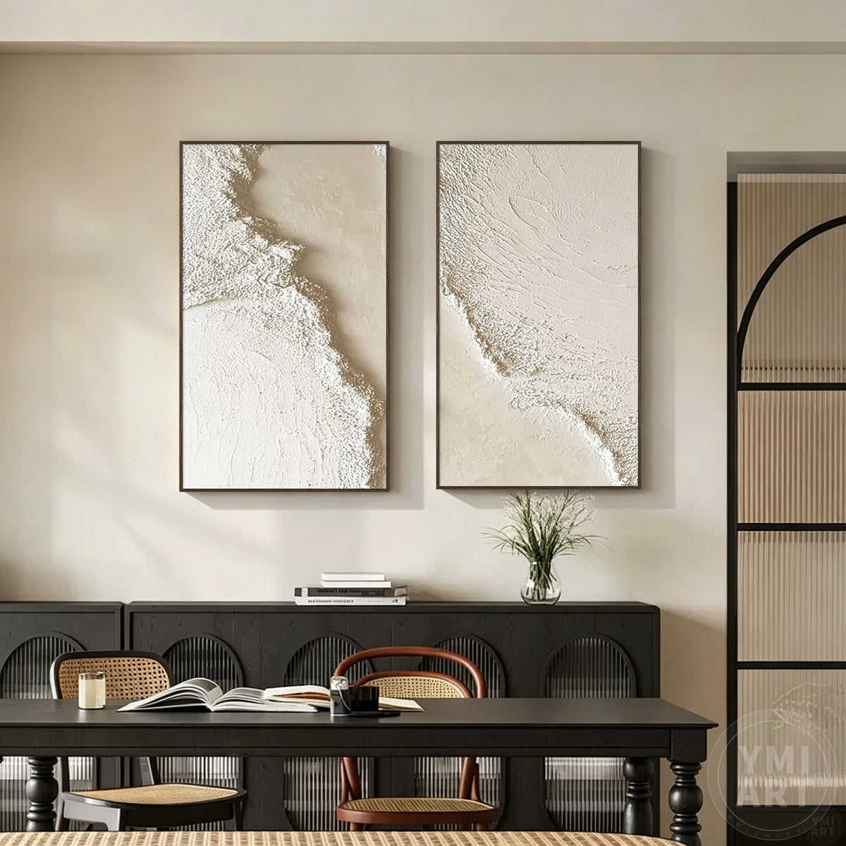 Organic texture diptych wall art with natural flowing forms