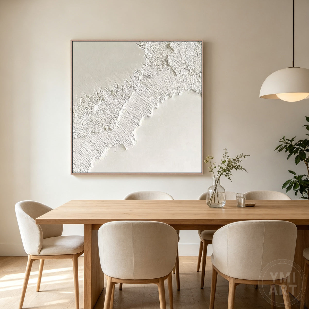 Textured white canvas wall art featuring organic abstract patterns