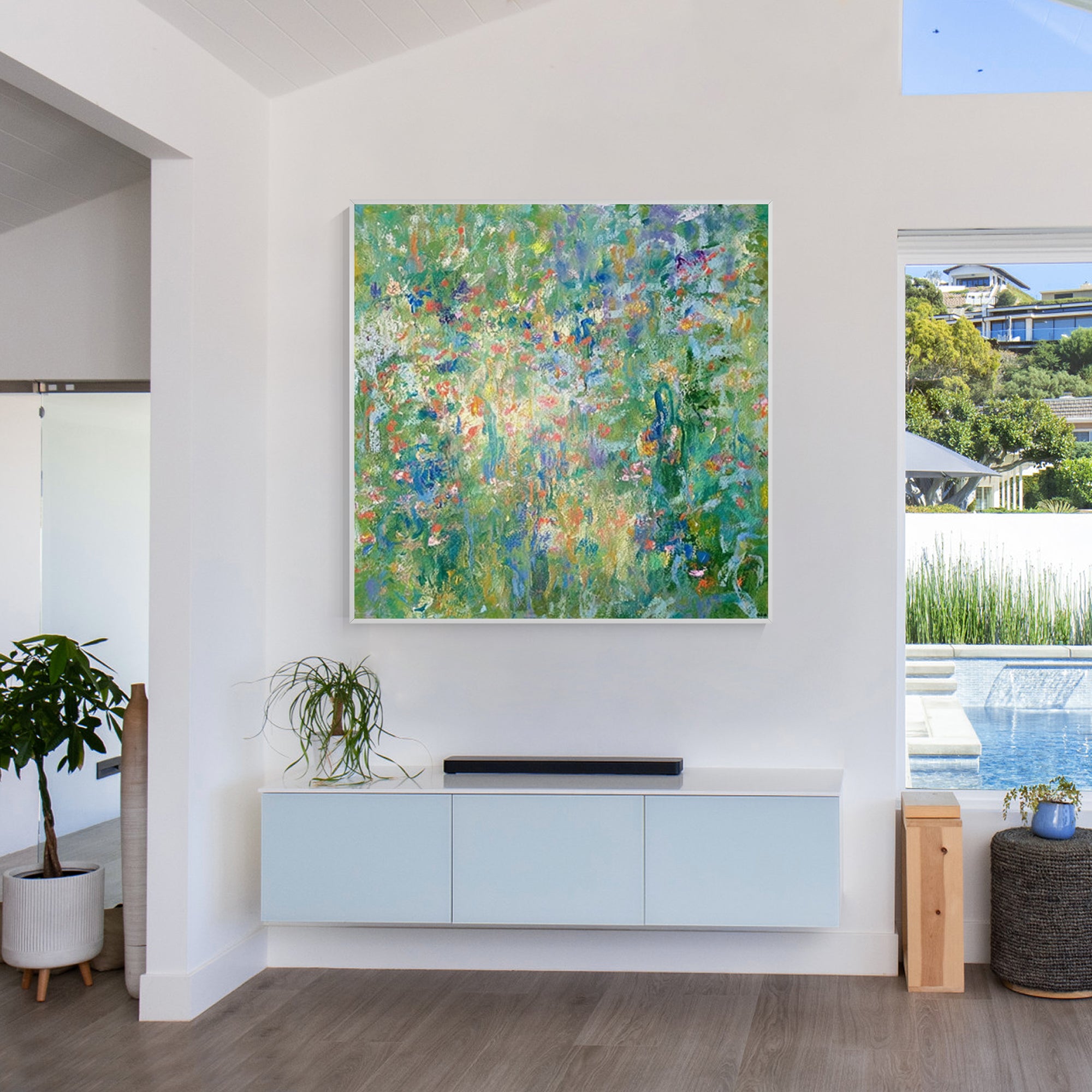 modern abstract canvas inspired by garden landscape