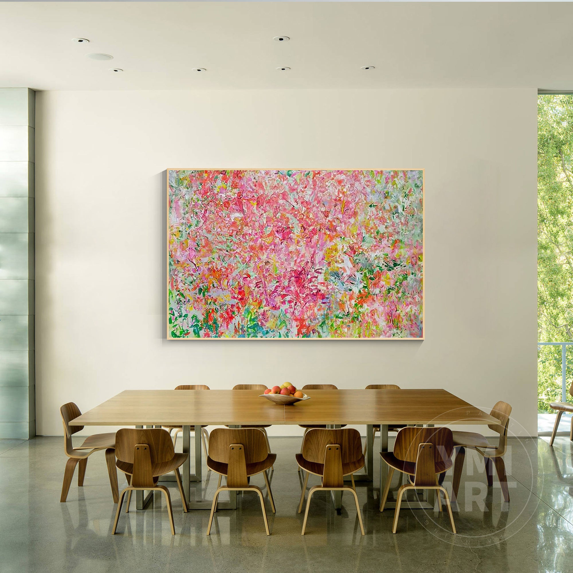 Thick Palette Knife Textured Canvas Art, Colorful Chaotic Brushstroke Abstract Wall Decor for Boho Home Interior