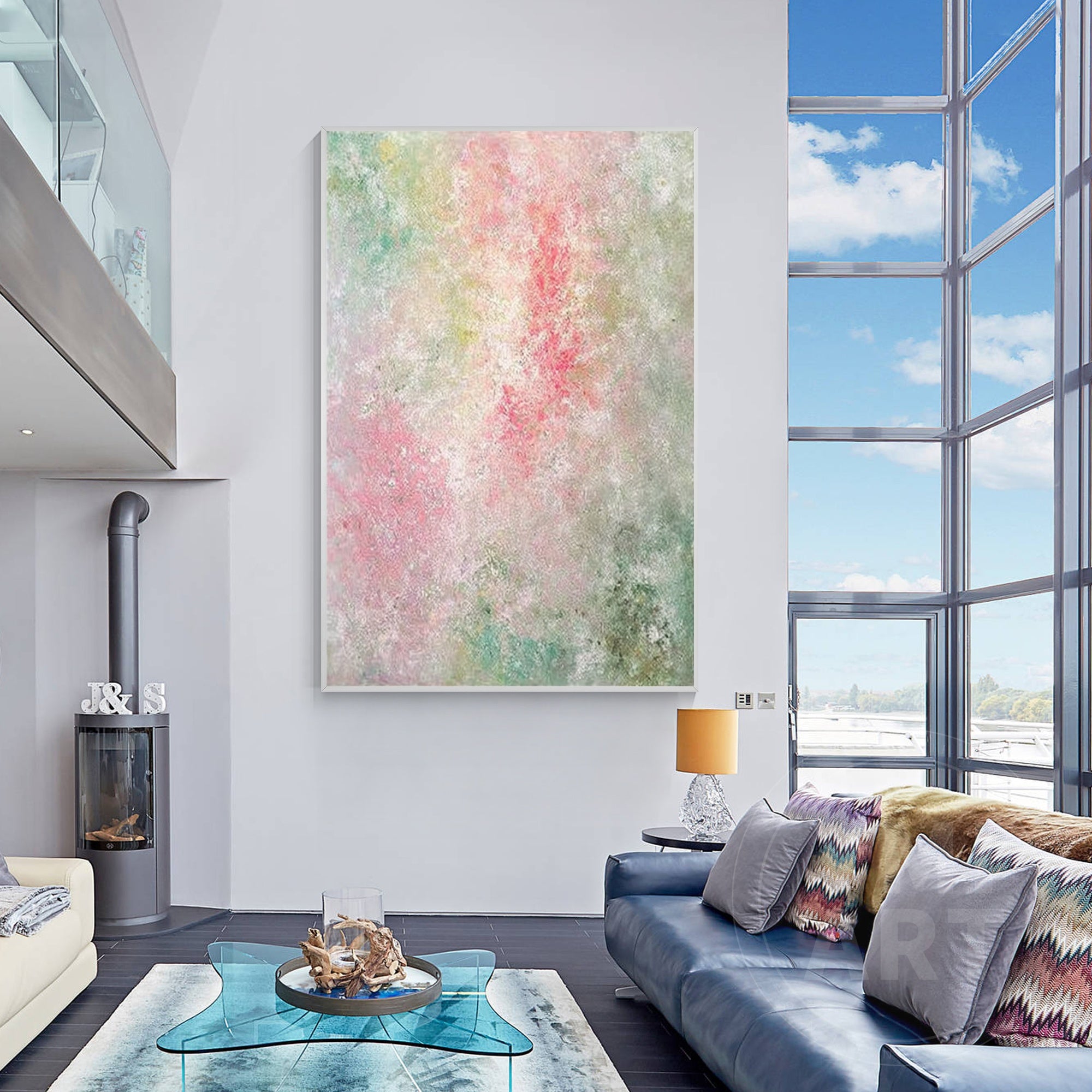 Modern pastel abstract canvas print for living room